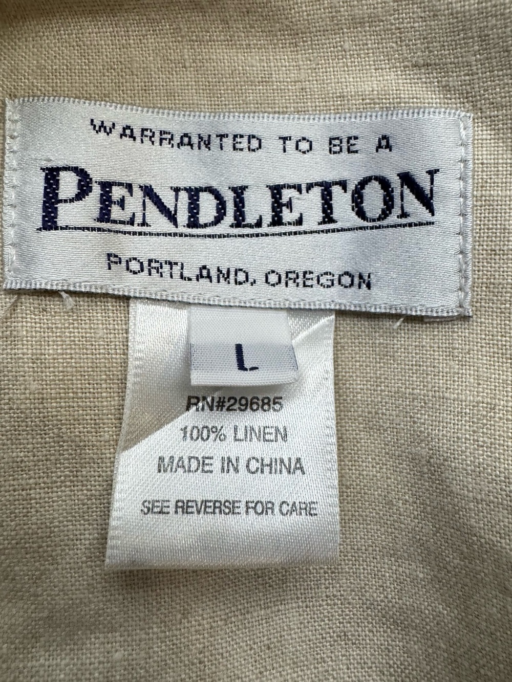 Vintage Pendleton Women’s Beige Linen Button Up Shirt Jacket Shacket Pockets LG - Picture 10 of 11